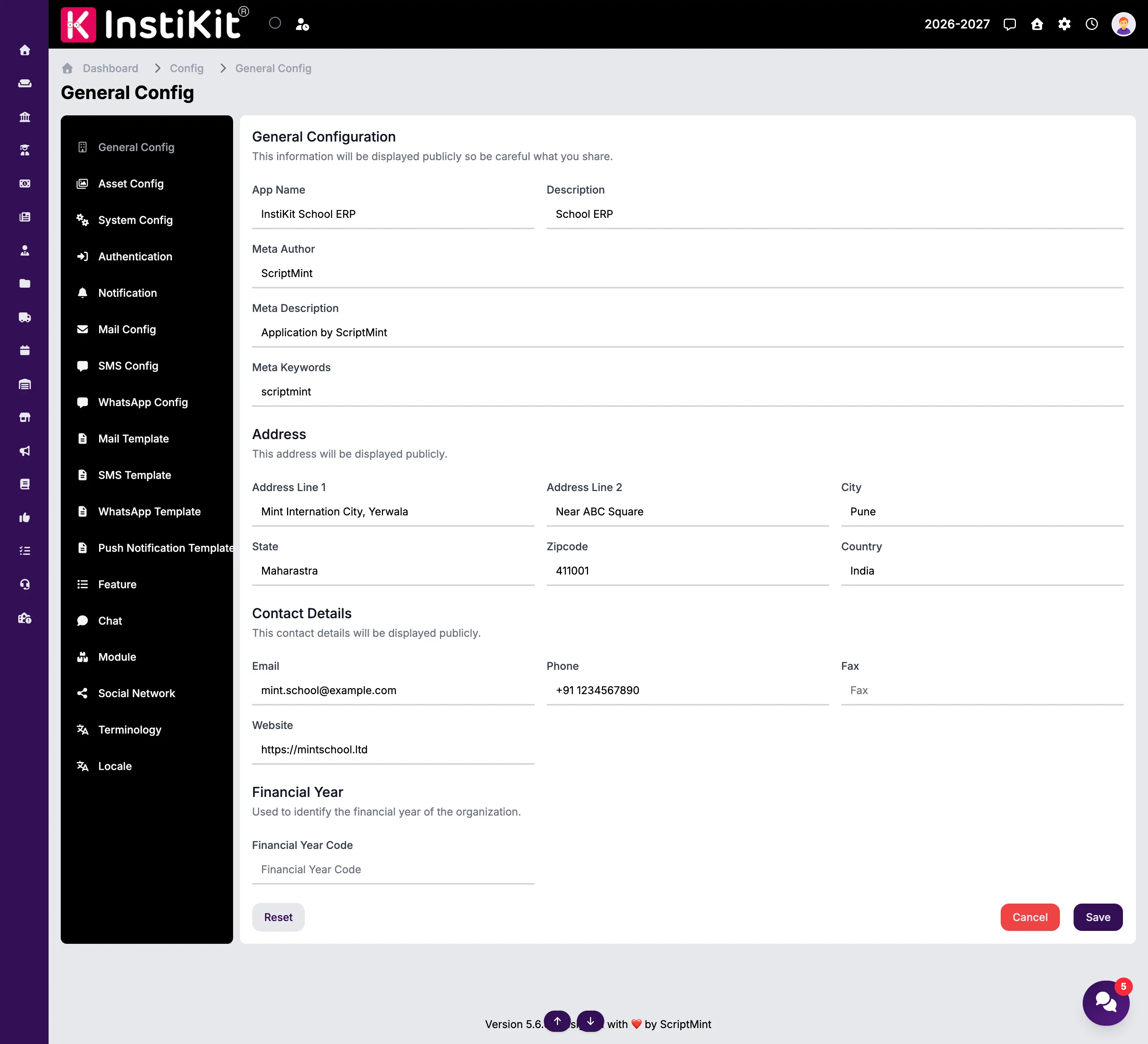 InstiKit General Config