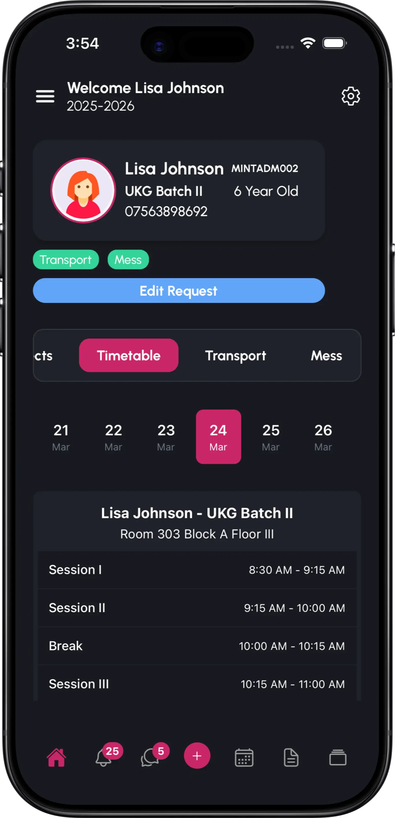 InstiKit Student Dashboard screen